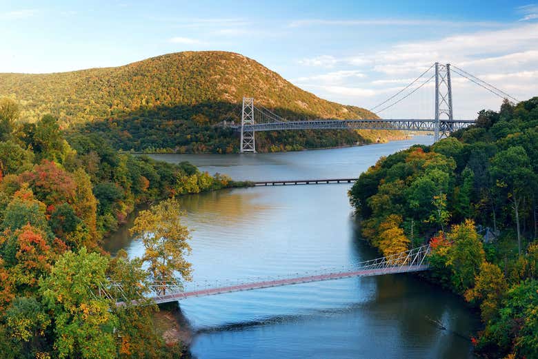 Paisajes otoñales del Hudson, con el puente Washington al fondo
