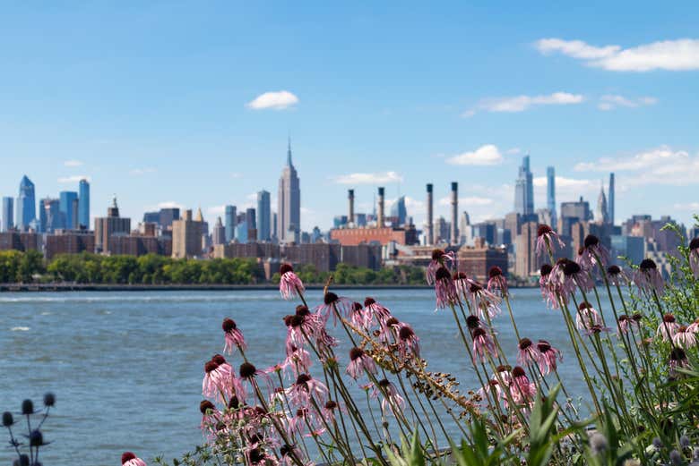 Lo skyline di Manhattan visto da Domino Park