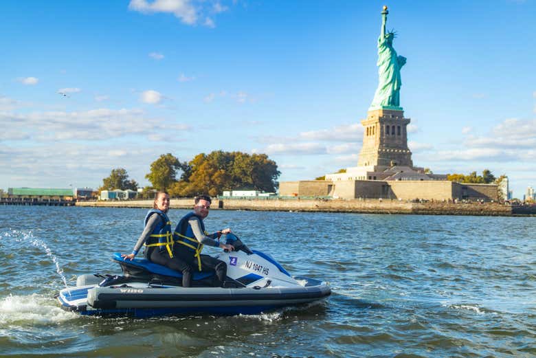 Share the ride with a friend on a shared jet ski