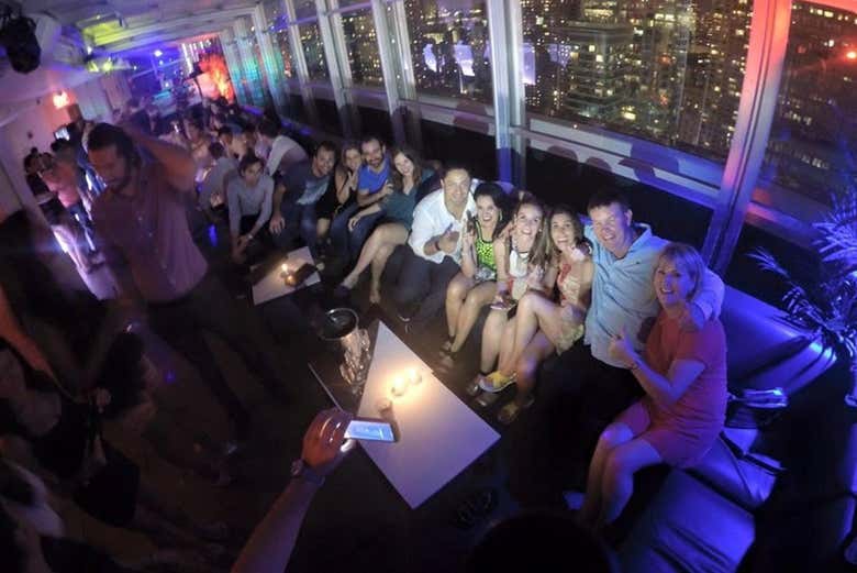 Enjoying panoramic views from a lounge bar 