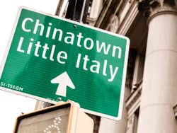 Cartel Little Italy y Chinatown