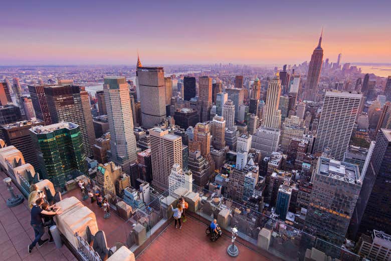 Views of the Top of the Rock at sunset