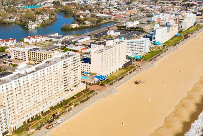 Vue aérienne sur la côte d'Ocean City