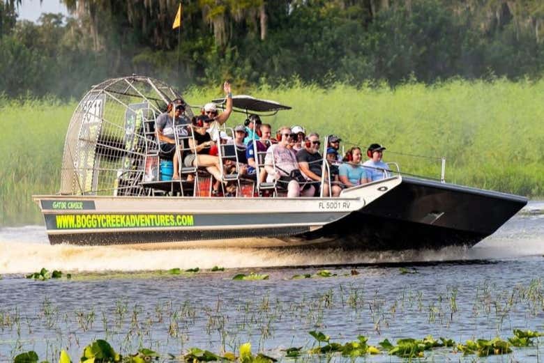 Enjoying a hovercraft ride in the Everglades!