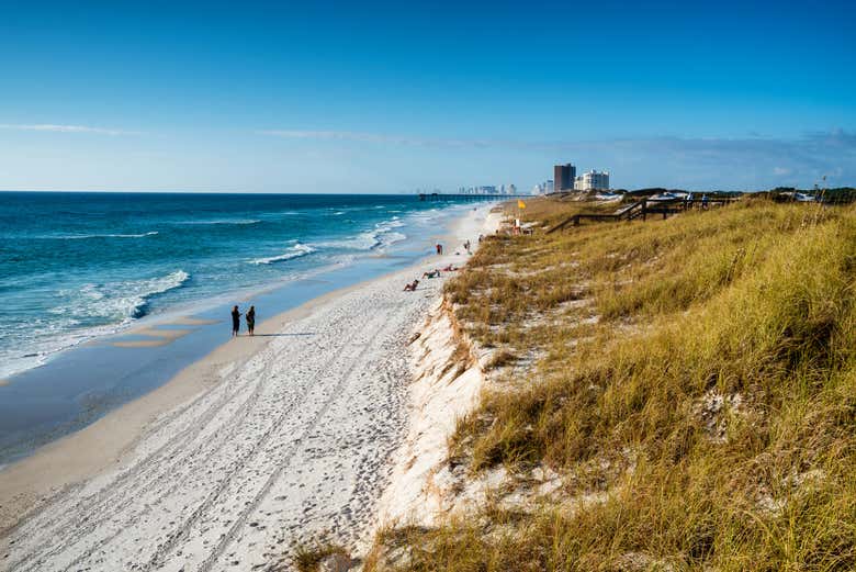 Views of the deserted beach at Panama City Beach