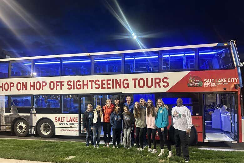 ¡Momento foto durante el tour nocturno por Salt Lake City!