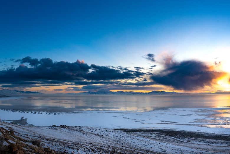 Paysage enneigé à Antelope Island