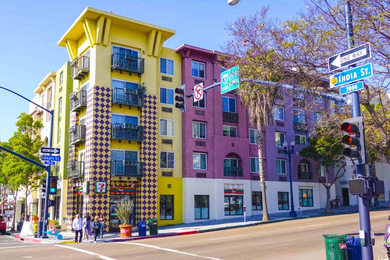 Maisons colorées dans le quartier de Gaslamp