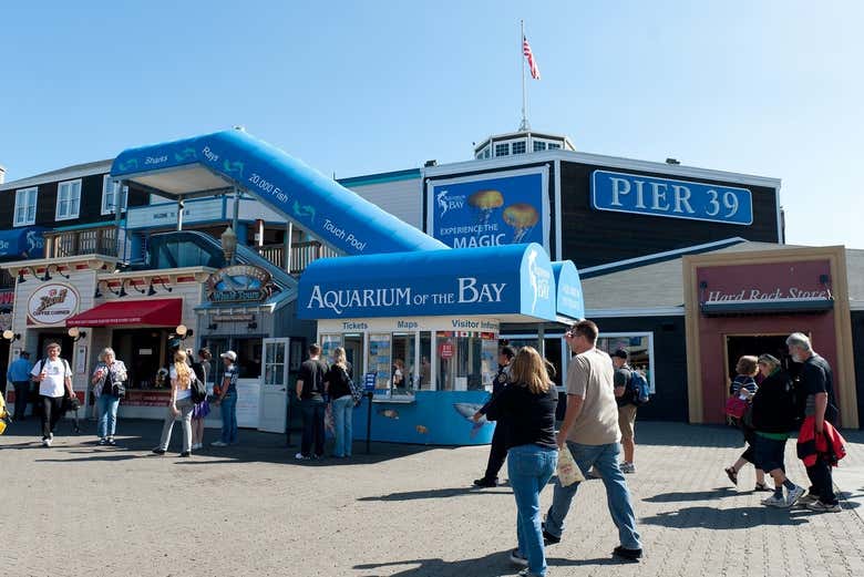 En las afueras del Aquarium of the Bay