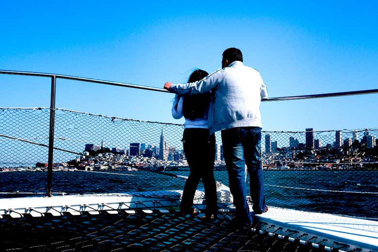 Views of the San Francisco skyline from the boat