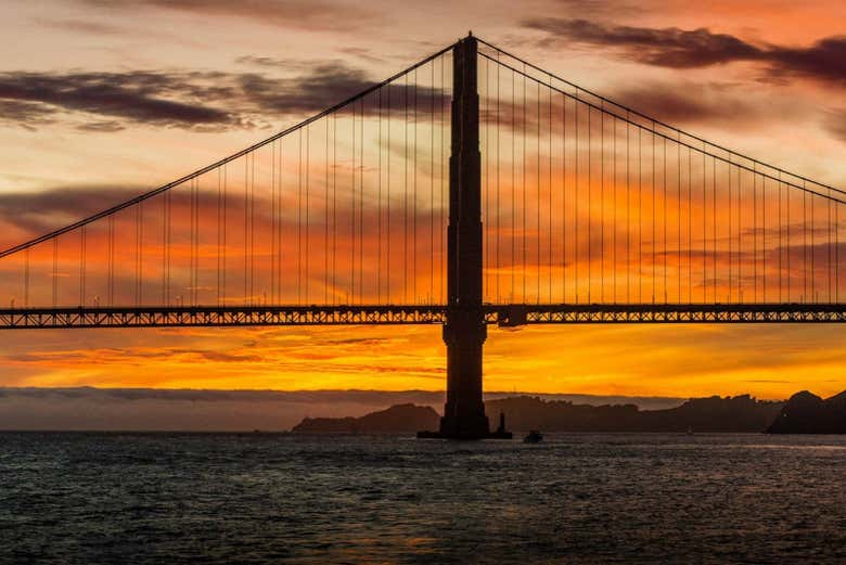 Coucher de soleil sur le Golden Gate Bridge
