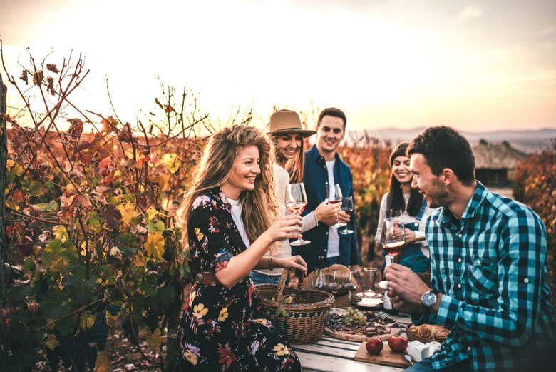 Enjoying wine among friends