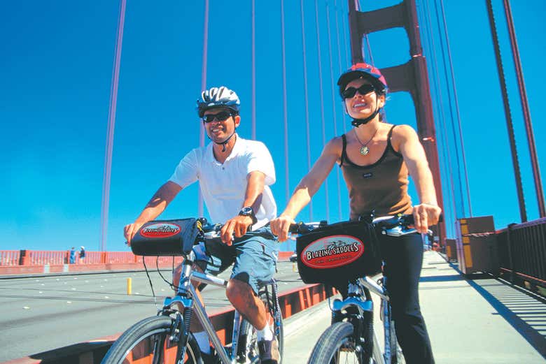 Atravessando a Golden Gate de bicicleta