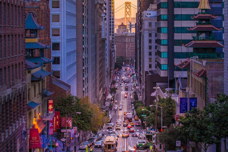 Vue panoramique du quartier chinois de San Francisco