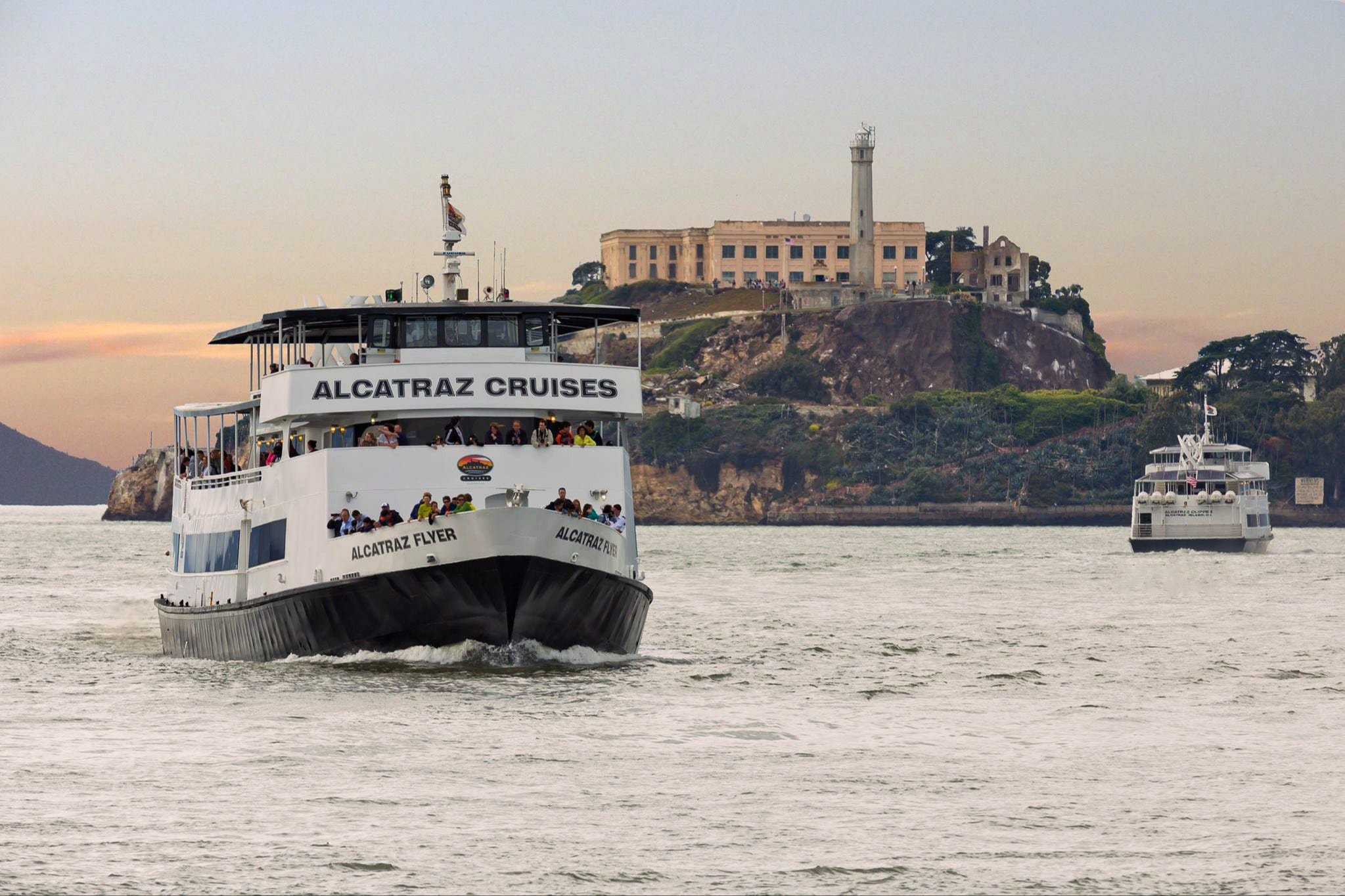 Board the official ferry for the crossing to Alcatraz