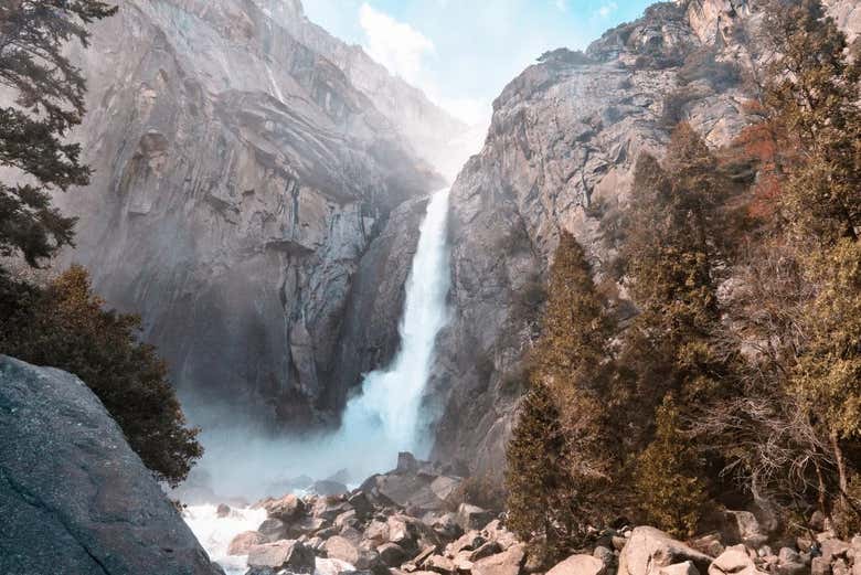 Vue sur les cascades de Yosemite