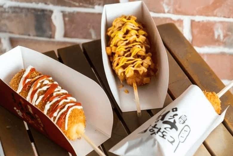 Assortment of corn dogs