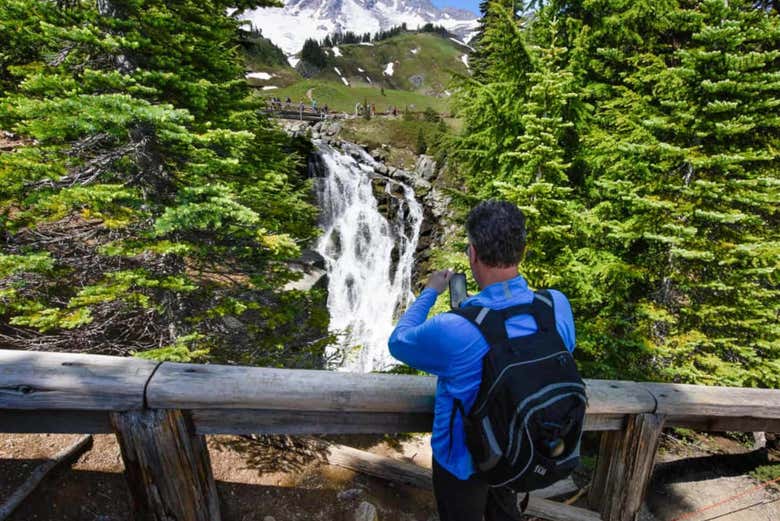 Desfrutando da visita ao Monte Rainier