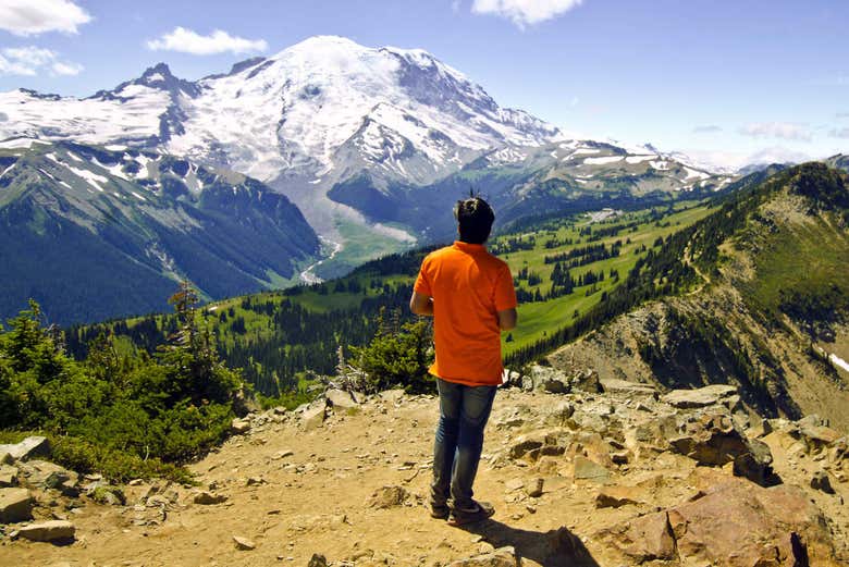 Desfrutando das vistas do Monte Rainier