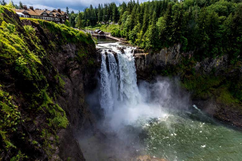 Paisagem das cachoeiras de Snoqualmie