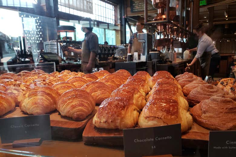 Piezas de bollería en una cafetería de Seattle