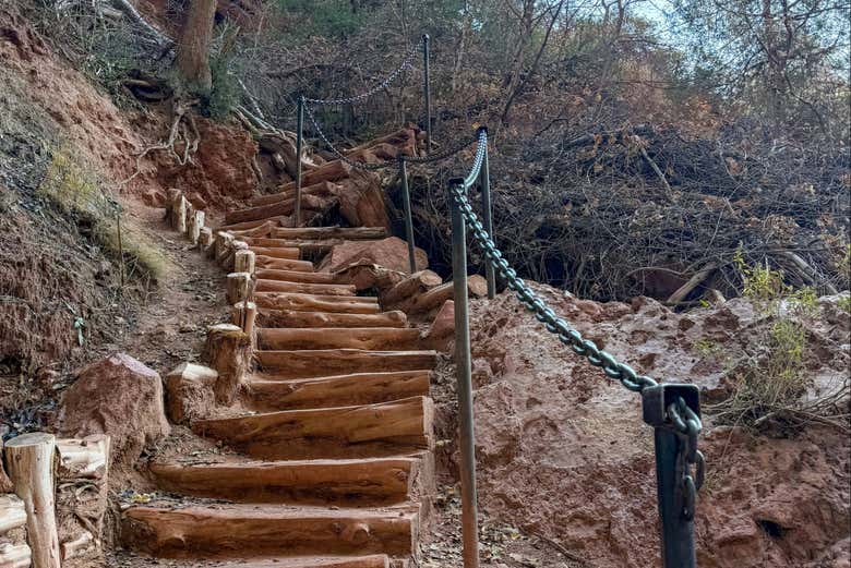 Escaleras en el sendero Emerald Pools