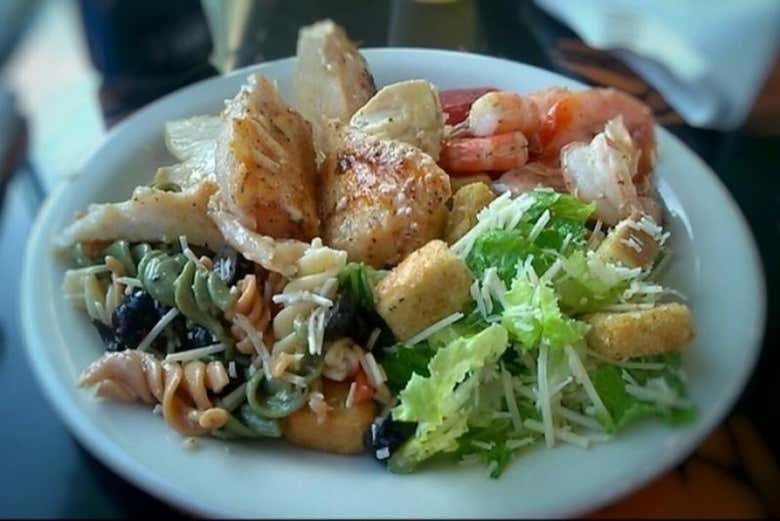 Enjoy an open buffet while on board