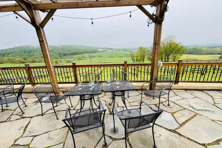 Terrasse de l'un des domaines viticoles que vous visiterez