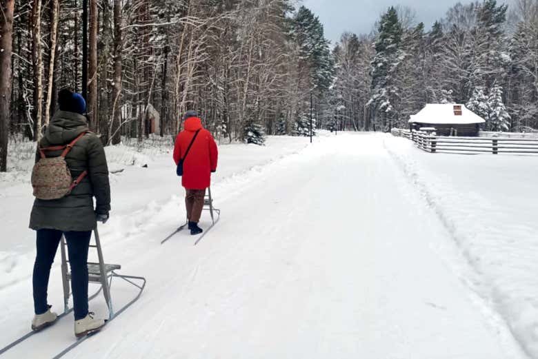 Desfrutando de um passeio de trenó