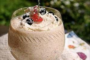 Postre elaborado con kama, una mezcla de varias harinas 