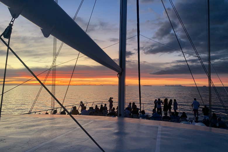 Coucher de soleil depuis le bateau
