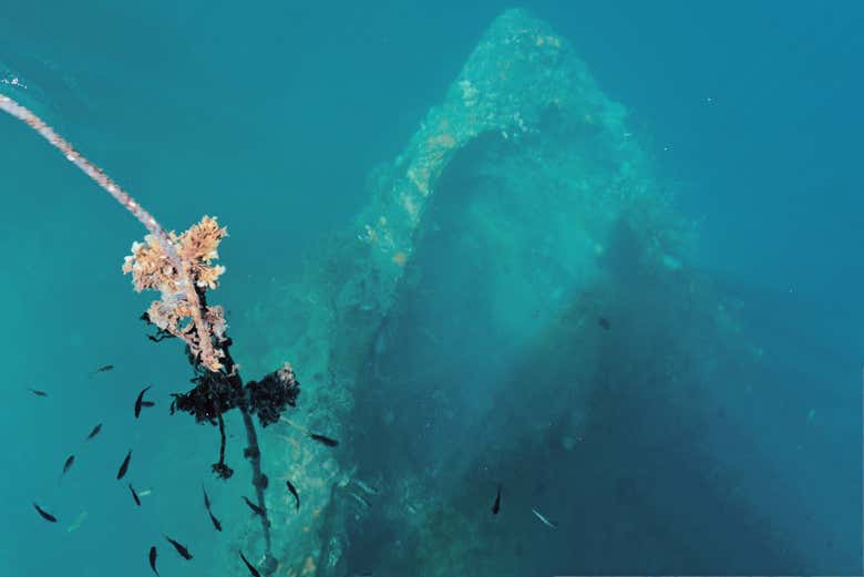 East Tangat Wreck desde la superficie