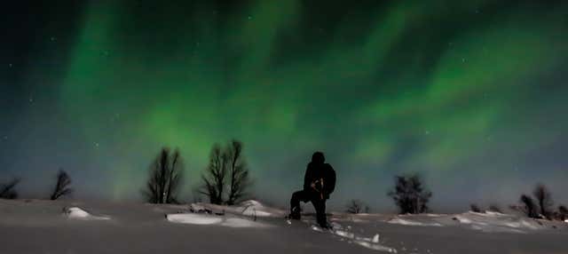 Visite à la découverte des aurores boréales en raquettes à neige