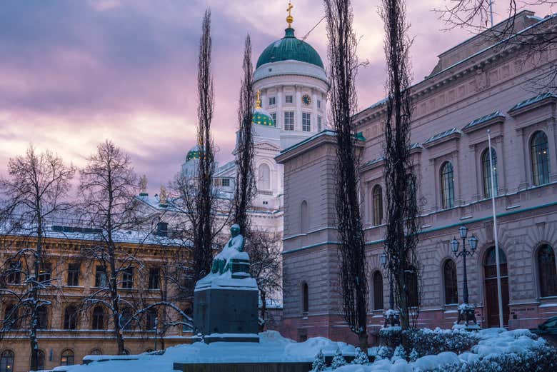 Exploring Helsinki in the snow