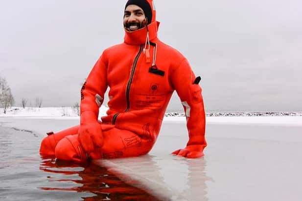 About to get in the icy waters