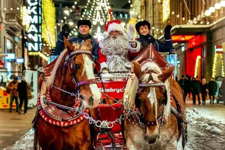 Saludad a Papá Noel en su carruaje tradicional de caballos
