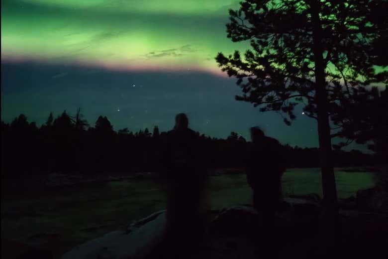 Aurora boreale sul lago Inari
