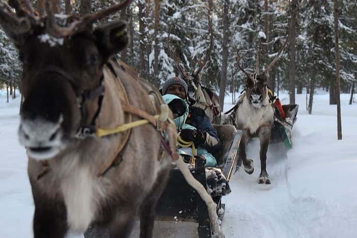 Una foto durante il giro in slitta