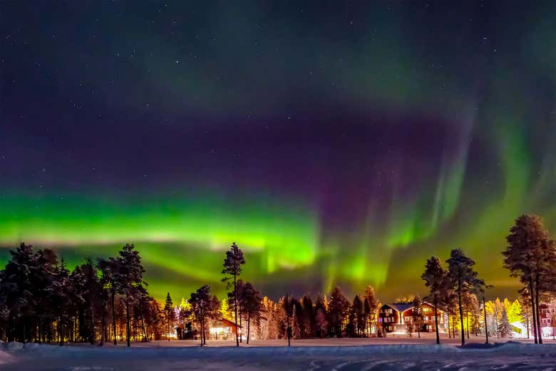 Luzes do norte sobre a Lapônia finlandesa