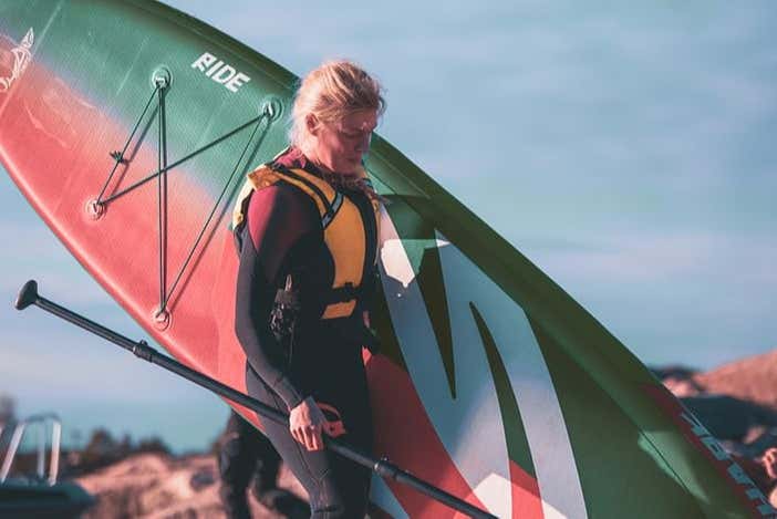 Getting ready to step into the water