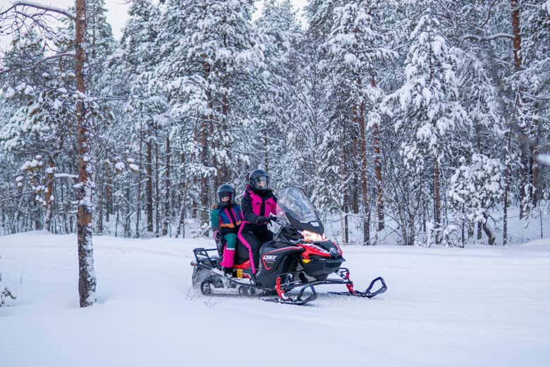 Traversez des forêts enneigées en motoneige