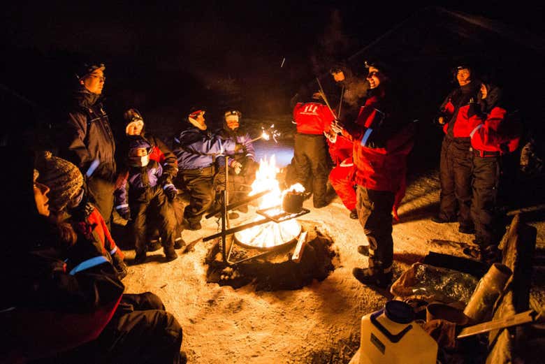 Keeping warm around the campfire