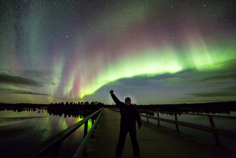 Disfrutando de la aurora boreal