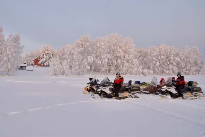 Motoneige dans la forêt de Rovaniemi