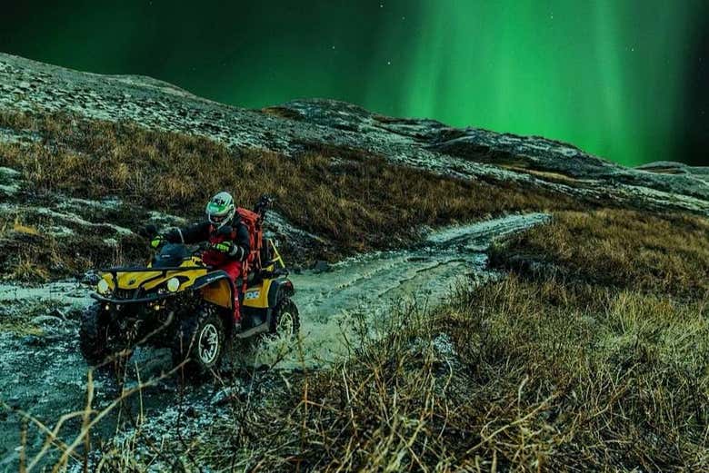 Quad biking under the Northern Lights