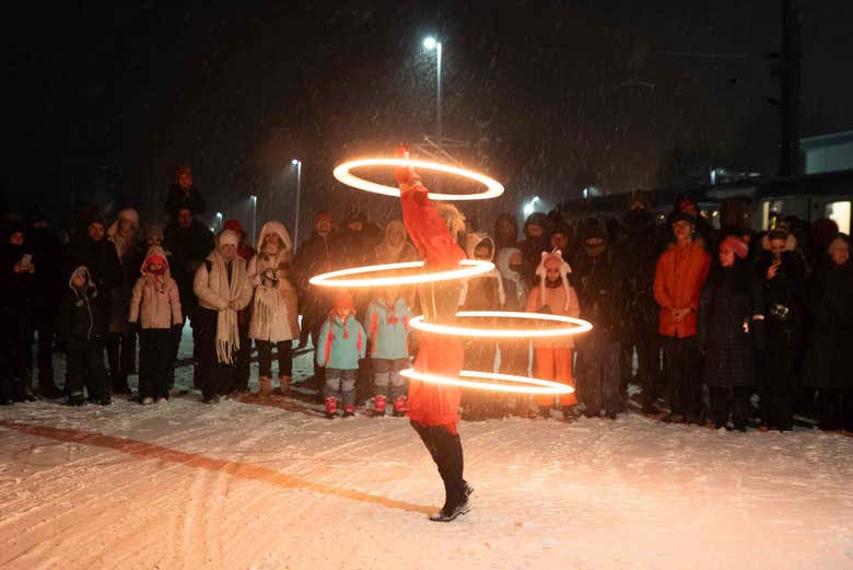 Espectáculo de luces en la nieve