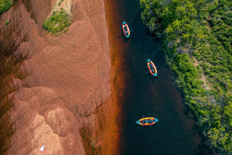 Vistas aéreas de los kayaks