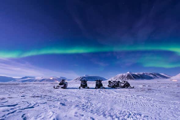 Paseo en trineo bajo la aurora boreal