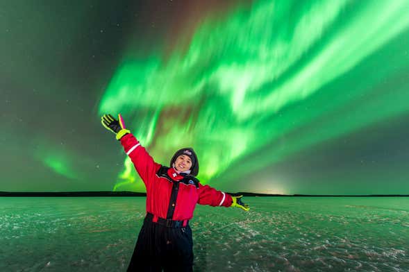 Tour fotográfico de la aurora boreal con barbacoa