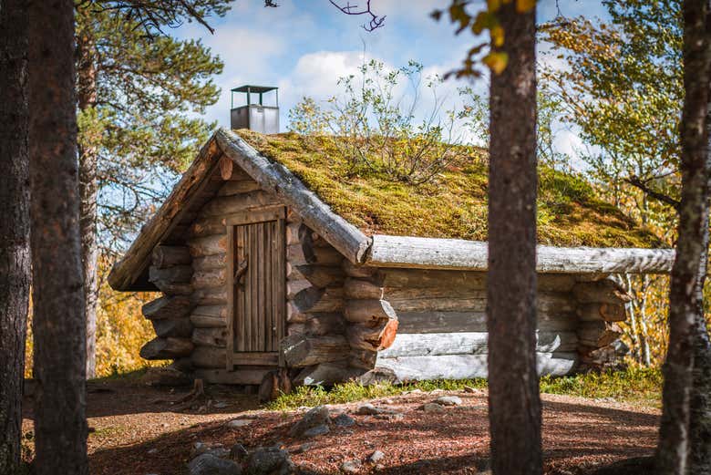 Una capanna di legno a Saariselkä